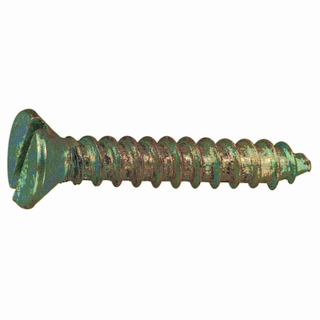 Sheet Metal Screw, #14 X 1-1/2 In, Zinc Plated Steel Flat Head Slotted Drive, 14 PK